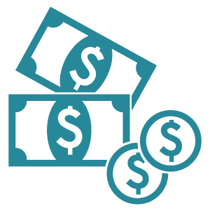 Dollars and coins icons